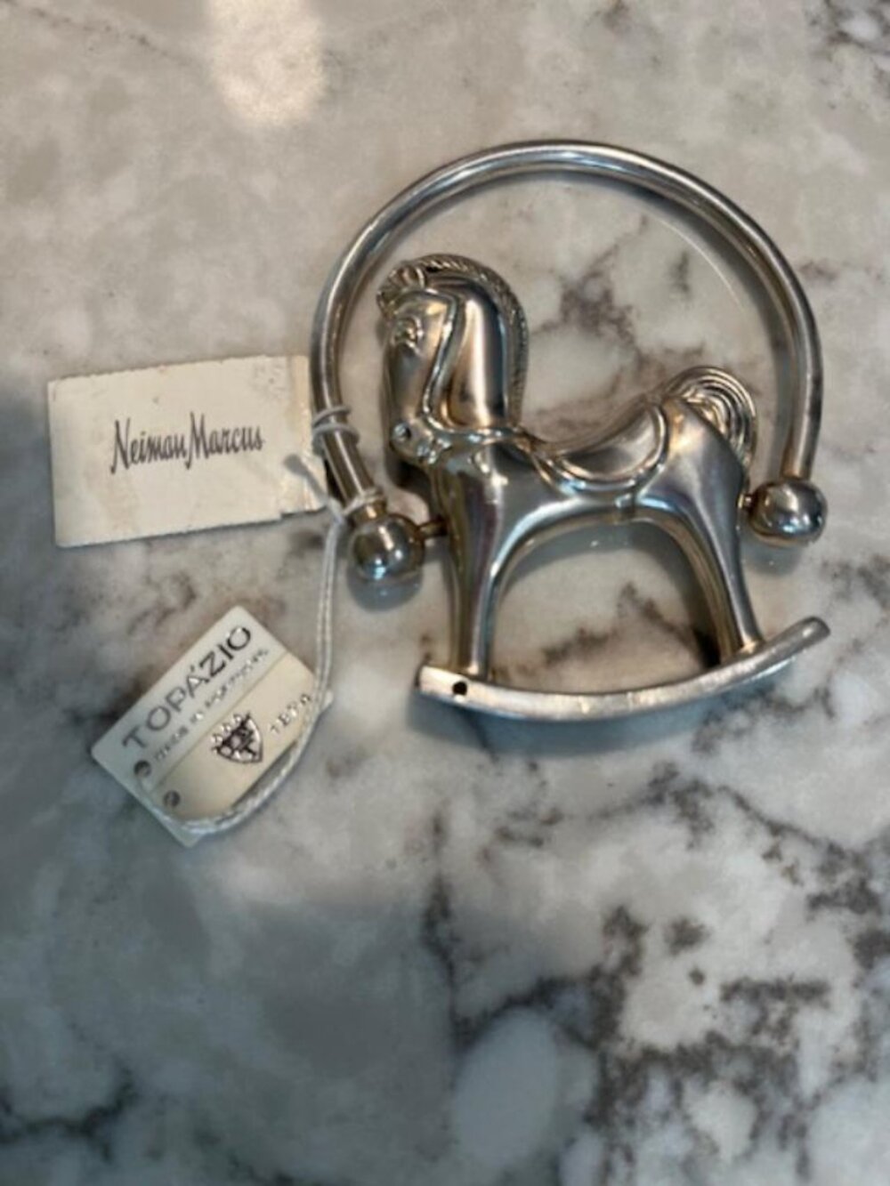 Vintage Silver Plated Topazio Rocking Horse Rattle from Portugal/Neiman Marcus - Picture 2 of 6